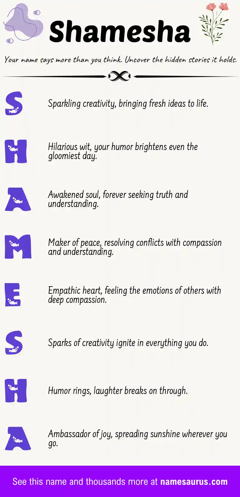 Acrostic poem about Shamesha.
