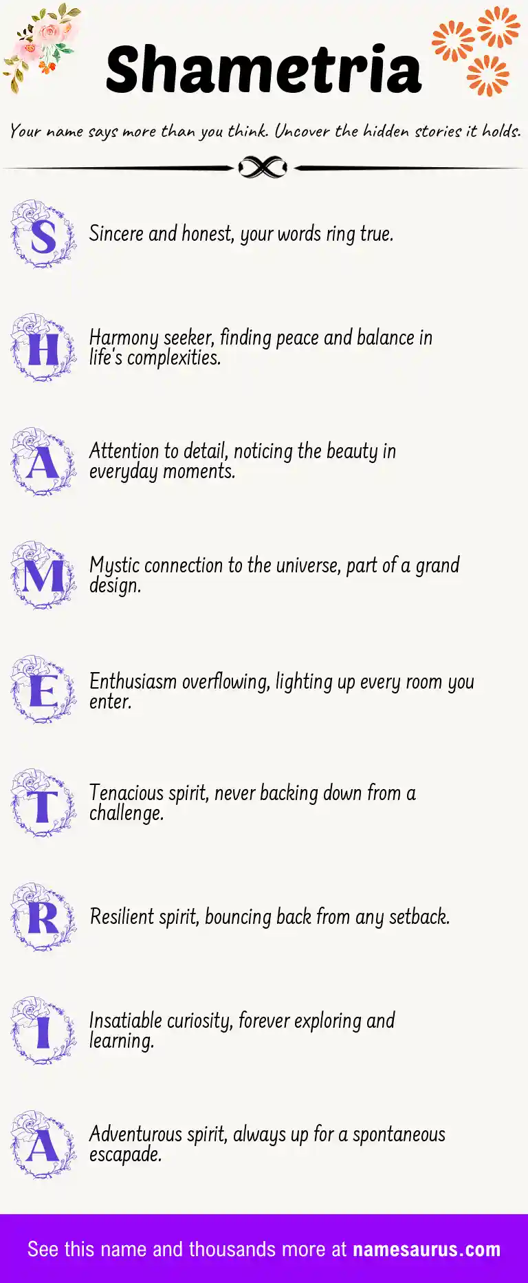 Acrostic poem about Shametria.