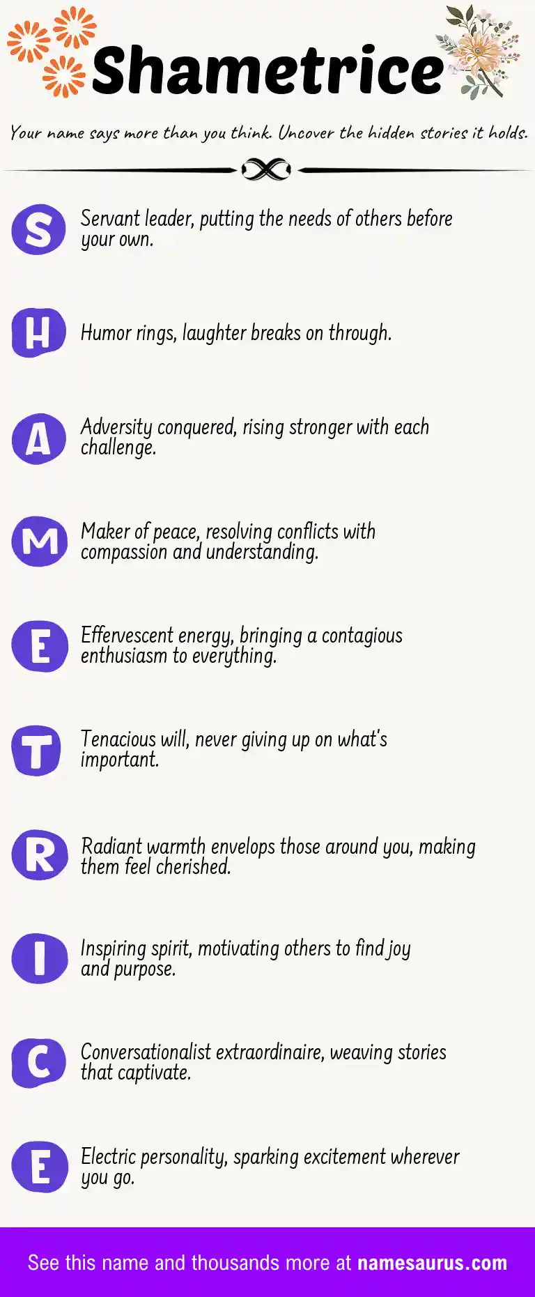 Acrostic poem about Shametrice.