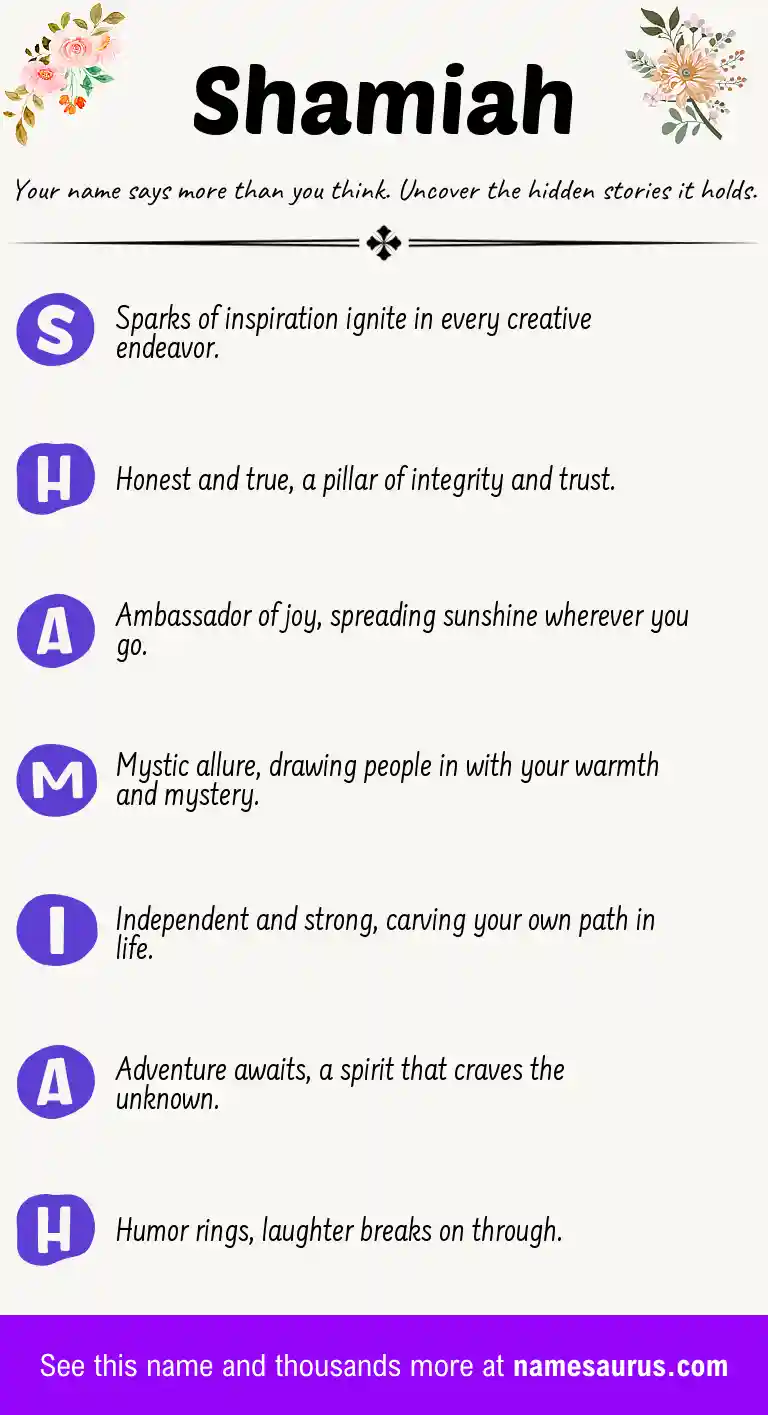 Acrostic poem about Shamiah.
