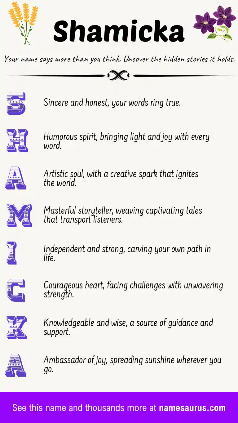 Acrostic poem about Shamicka.