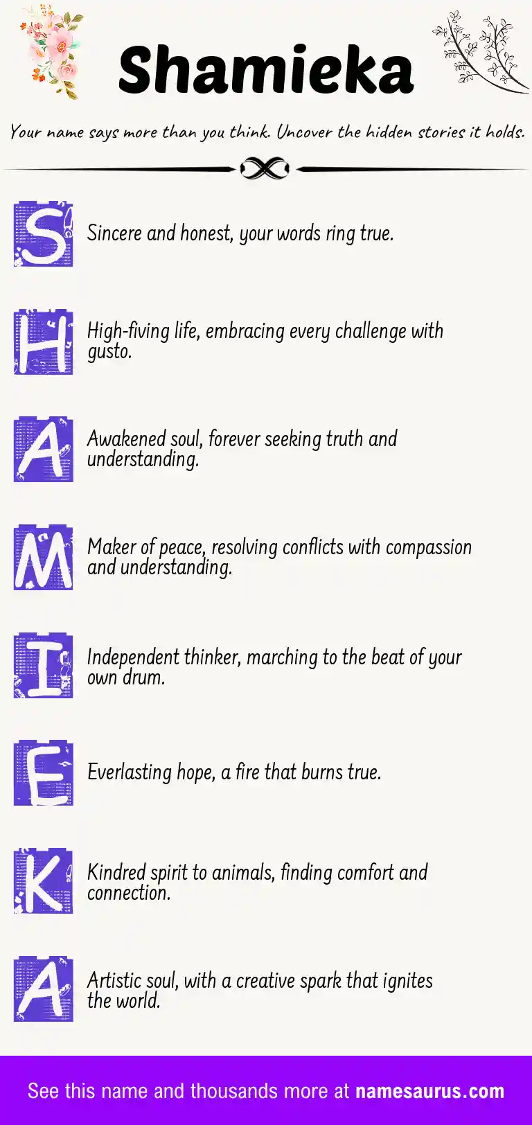 Acrostic poem about Shamieka.