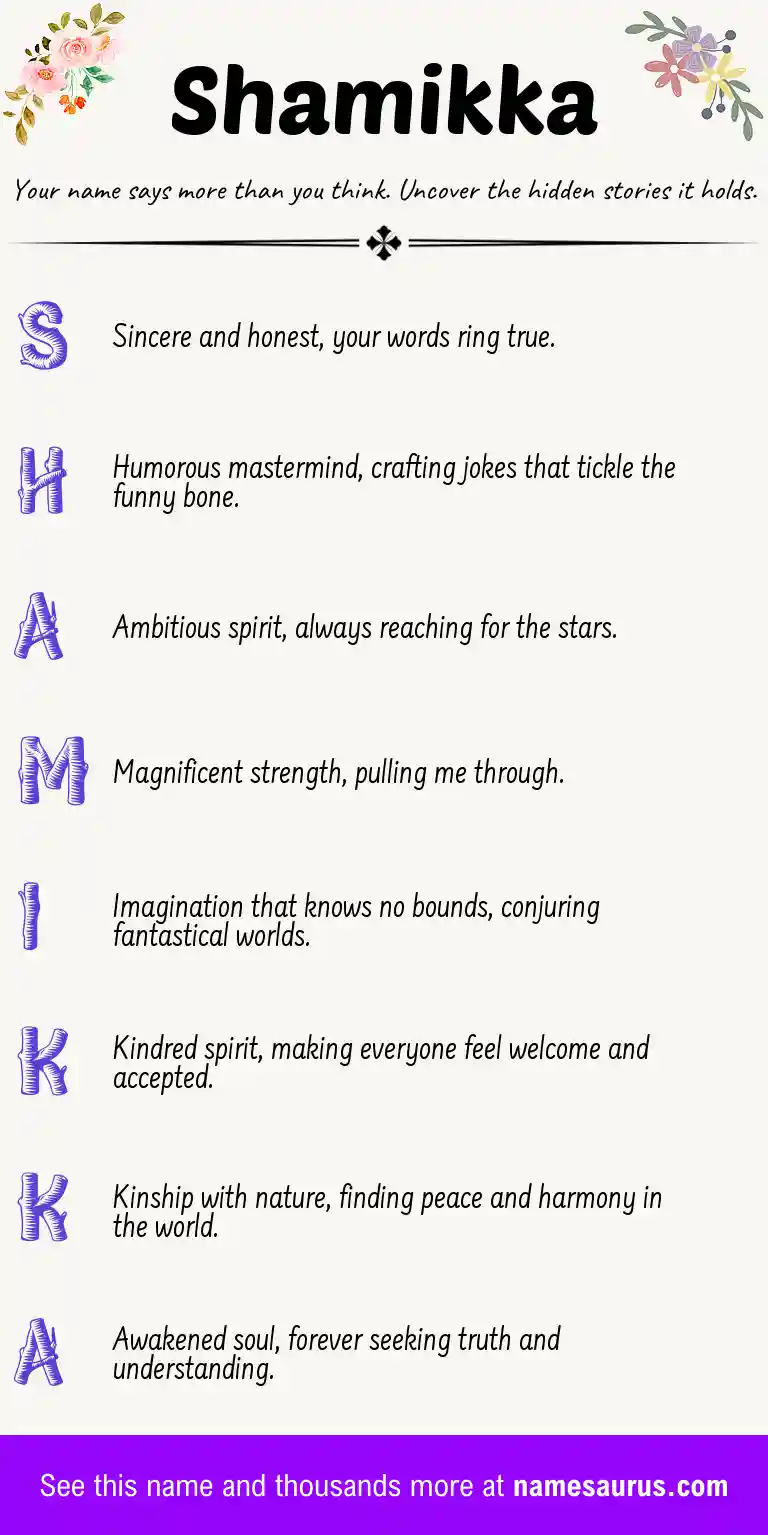 Acrostic poem about Shamikka.
