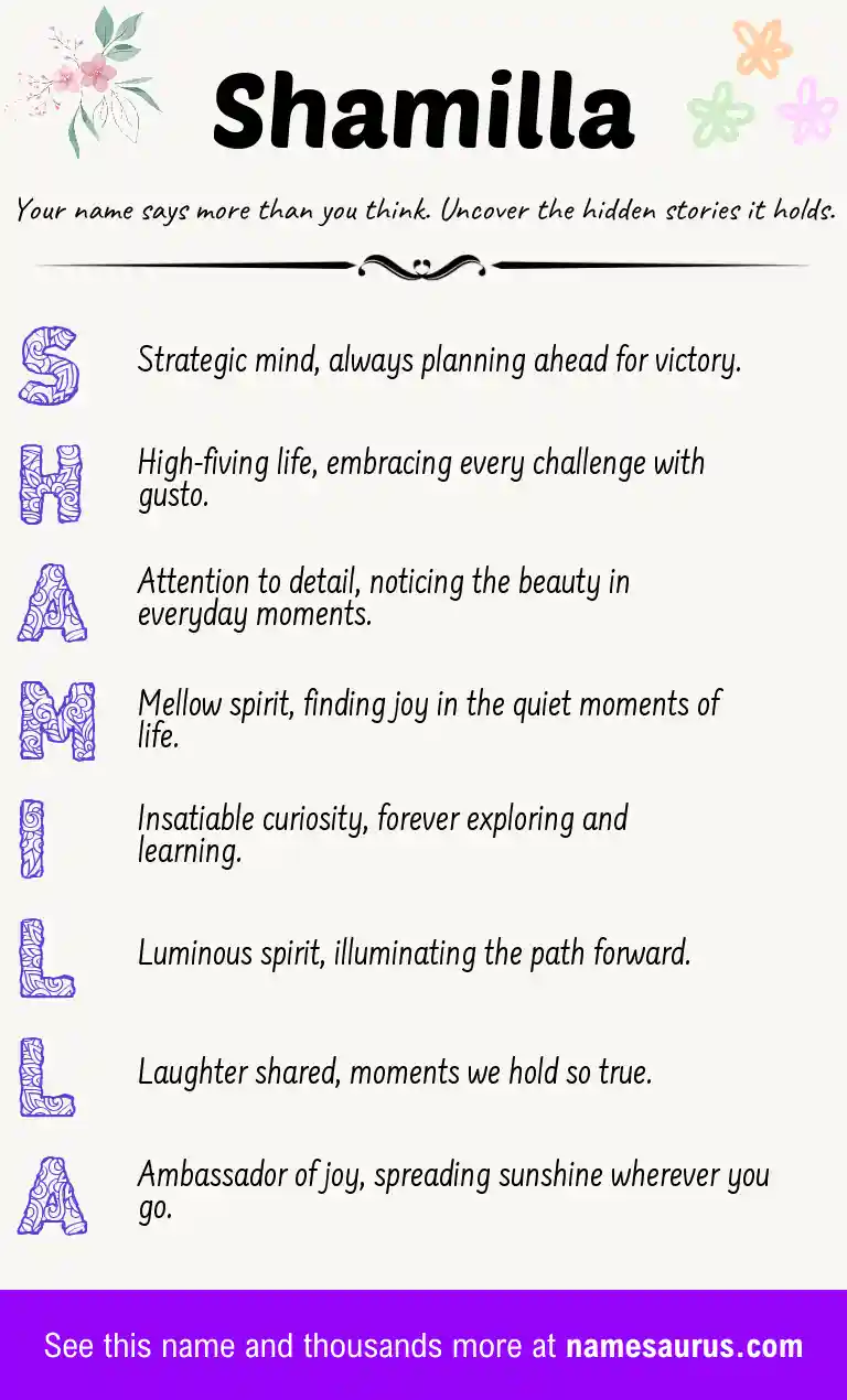 Acrostic poem about Shamilla.