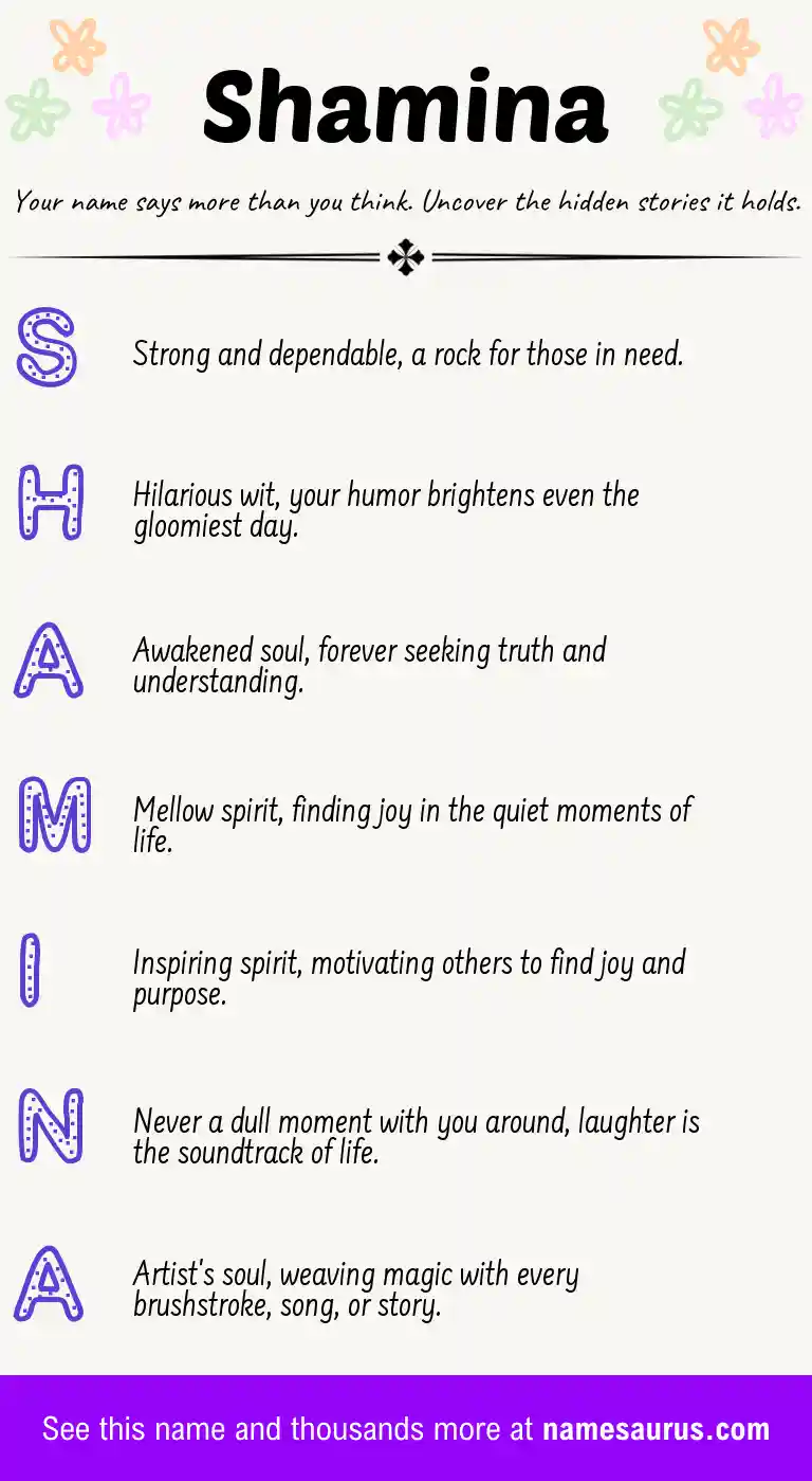 Acrostic poem about Shamina.