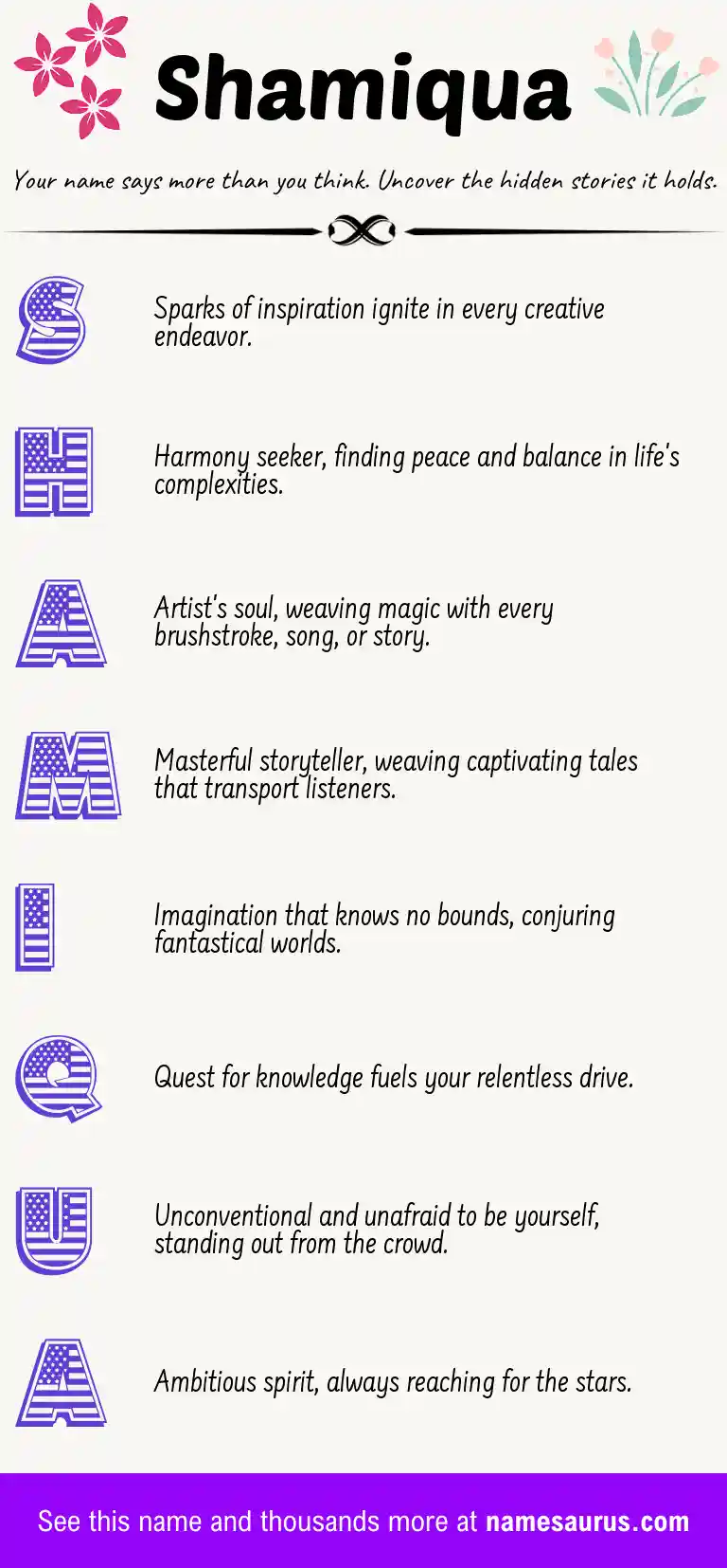 Acrostic poem about Shamiqua.