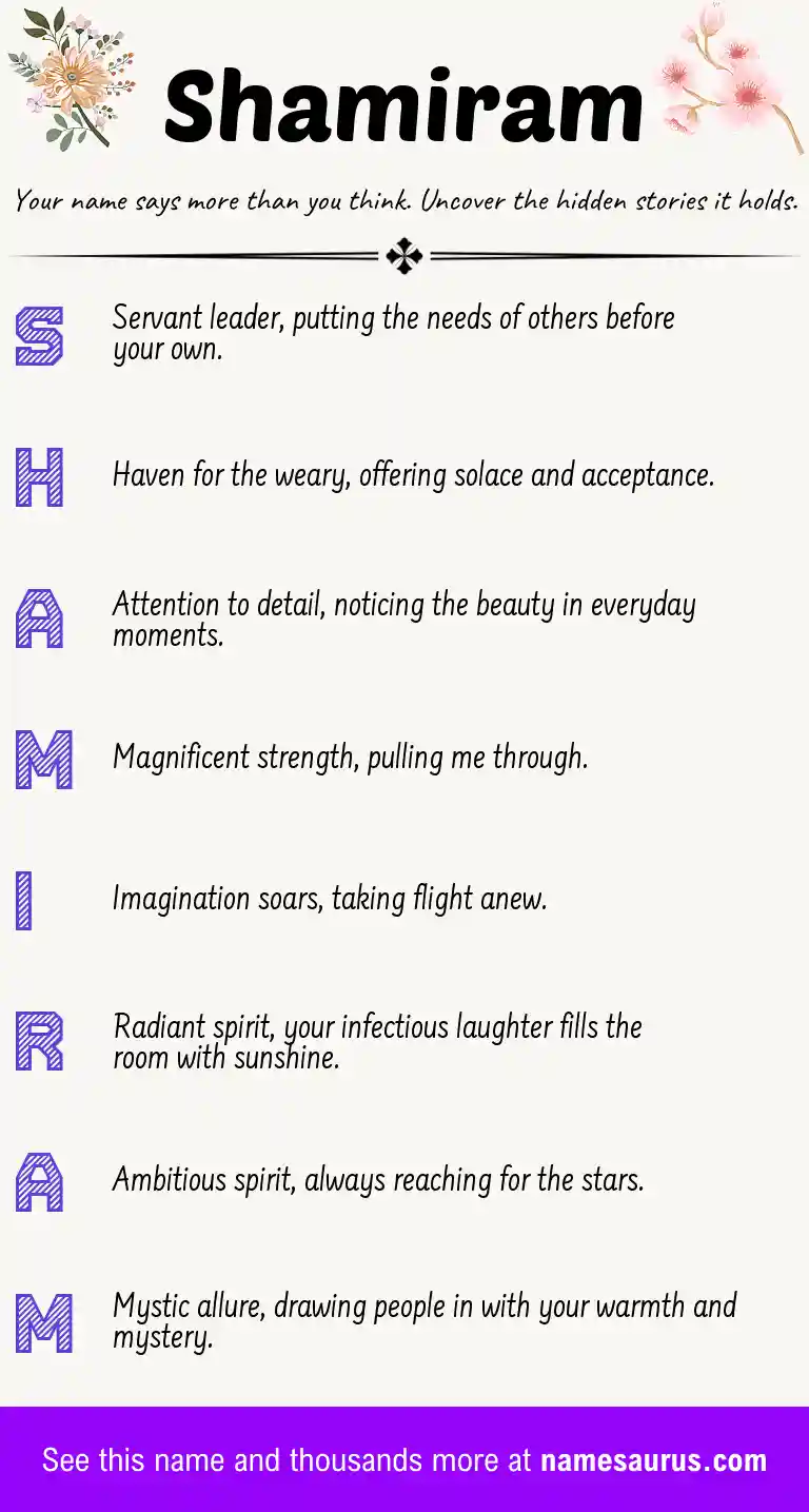 Acrostic poem about Shamiram.