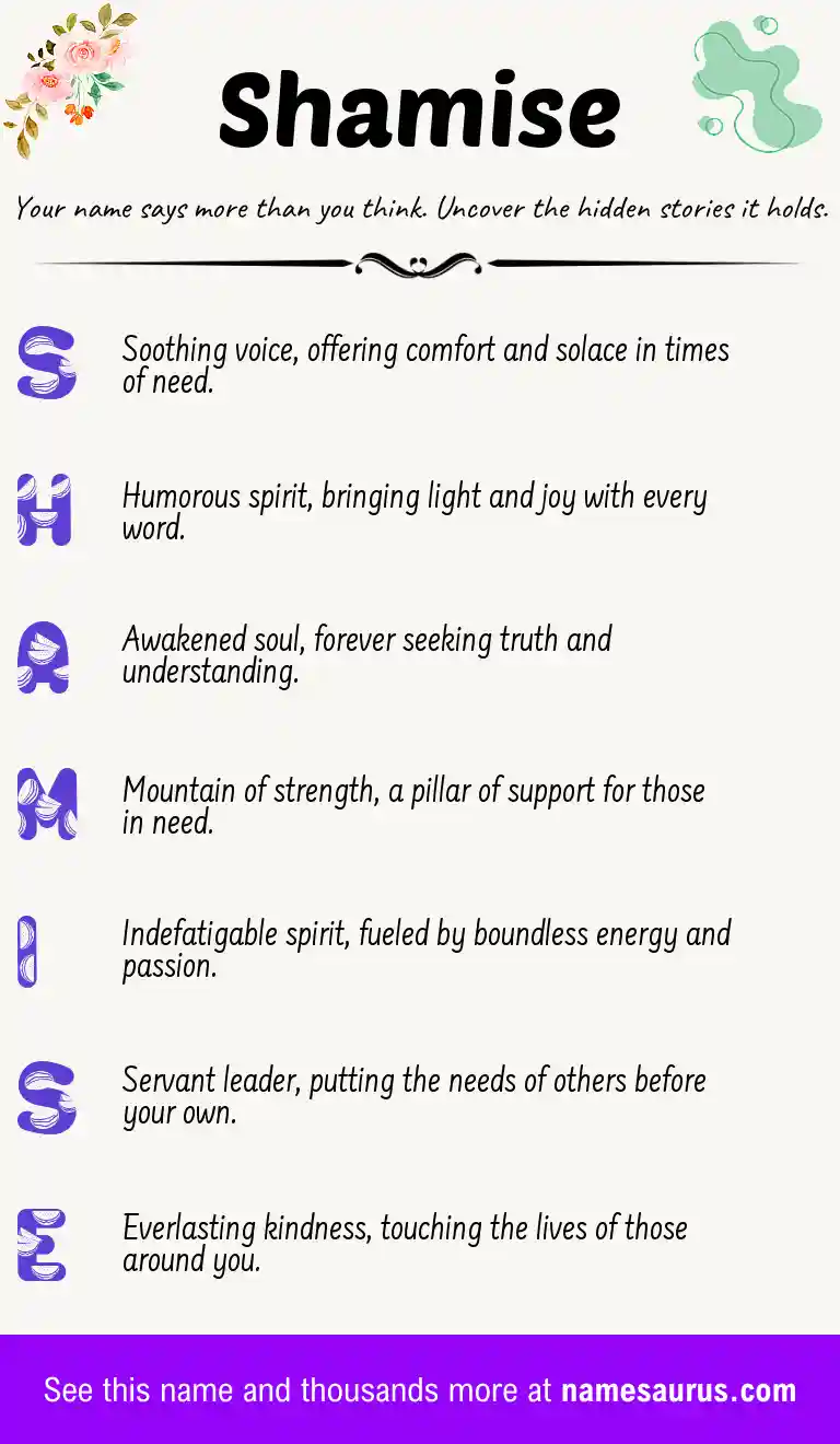 Acrostic poem about Shamise.
