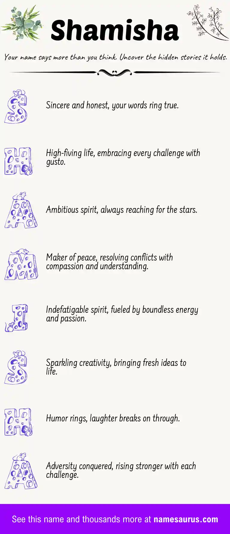 Acrostic poem about Shamisha.