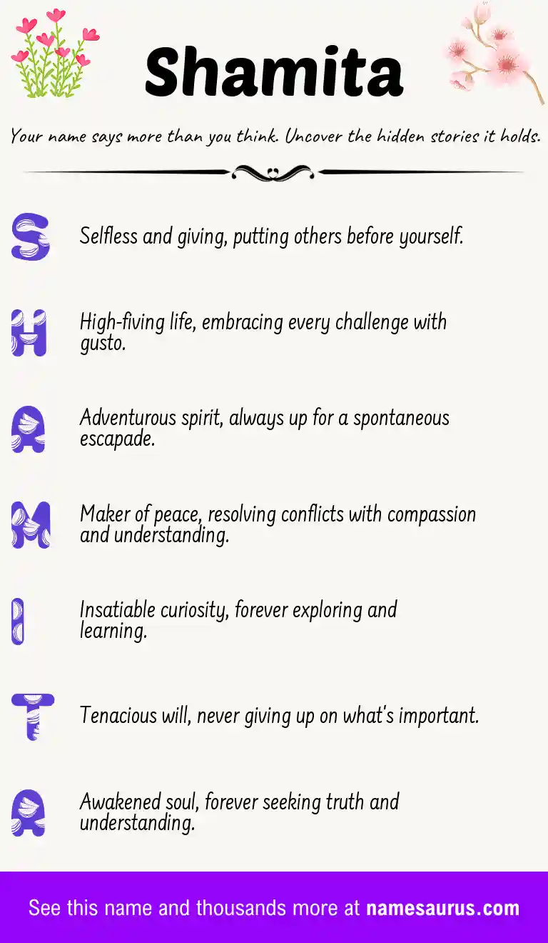 Acrostic poem about Shamita.