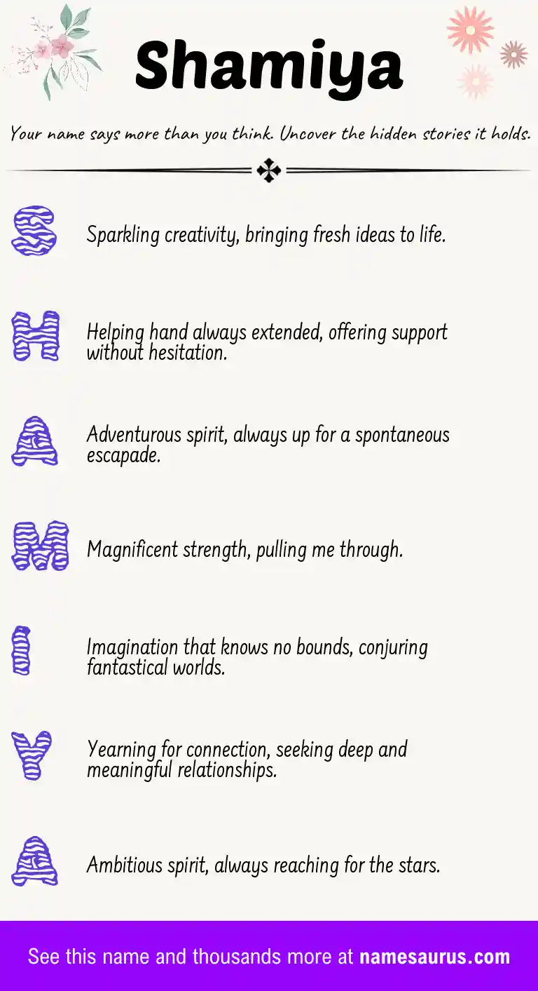Acrostic poem about Shamiya.