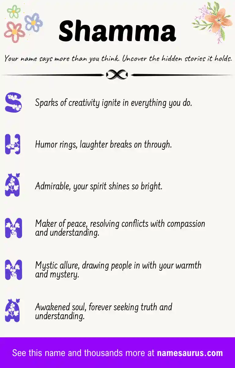 Acrostic poem about Shamma.