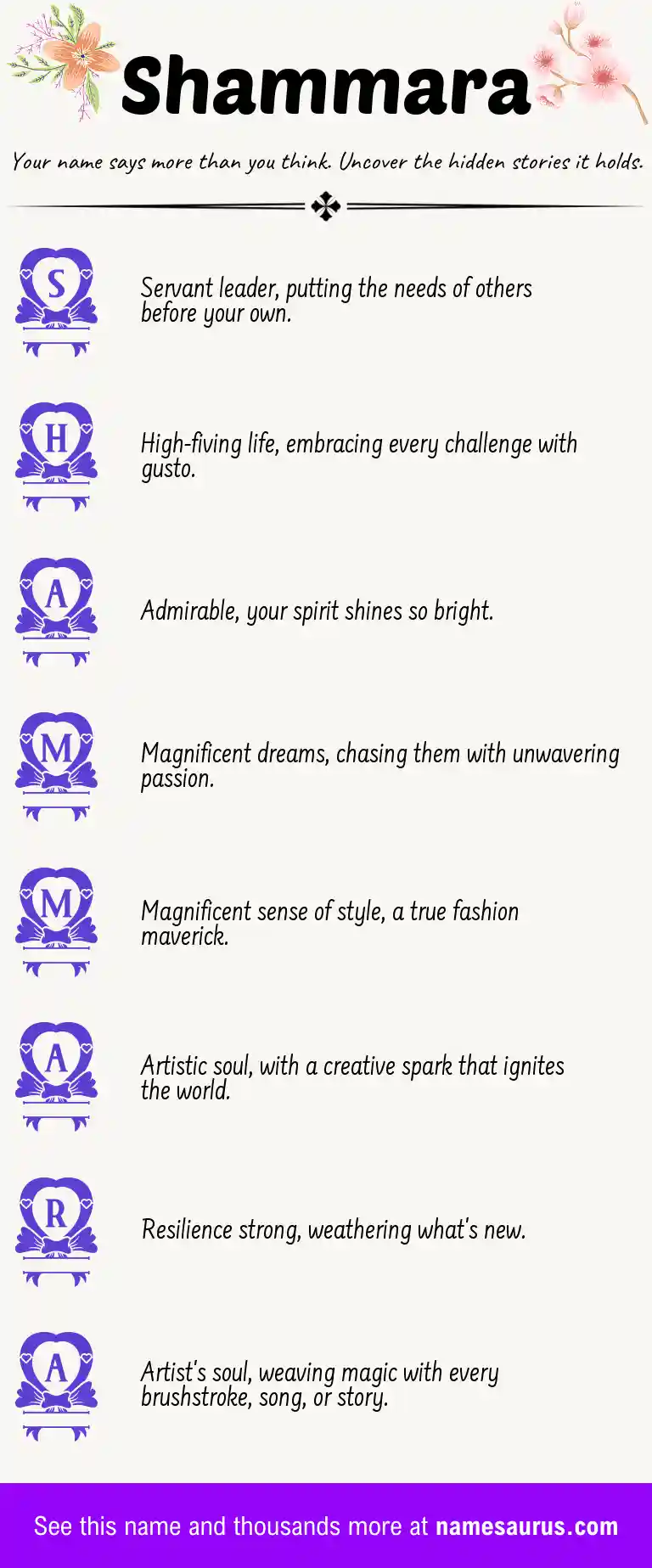Acrostic poem about Shammara.