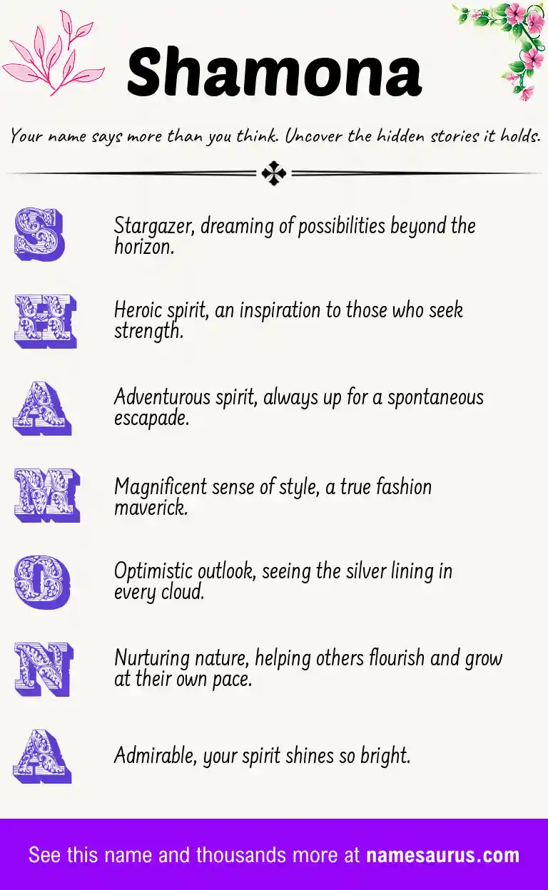 Acrostic poem about Shamona.