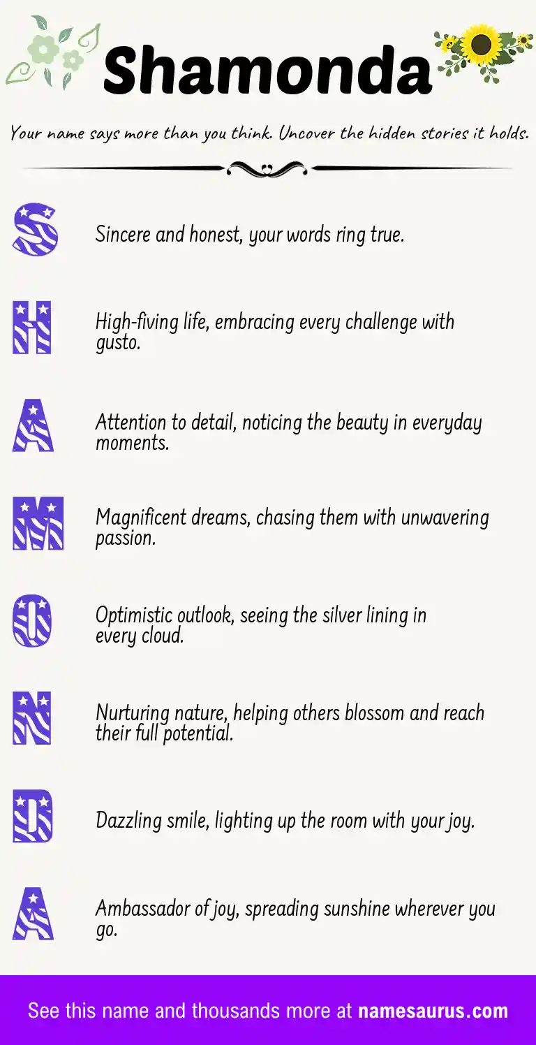 Acrostic poem about Shamonda.