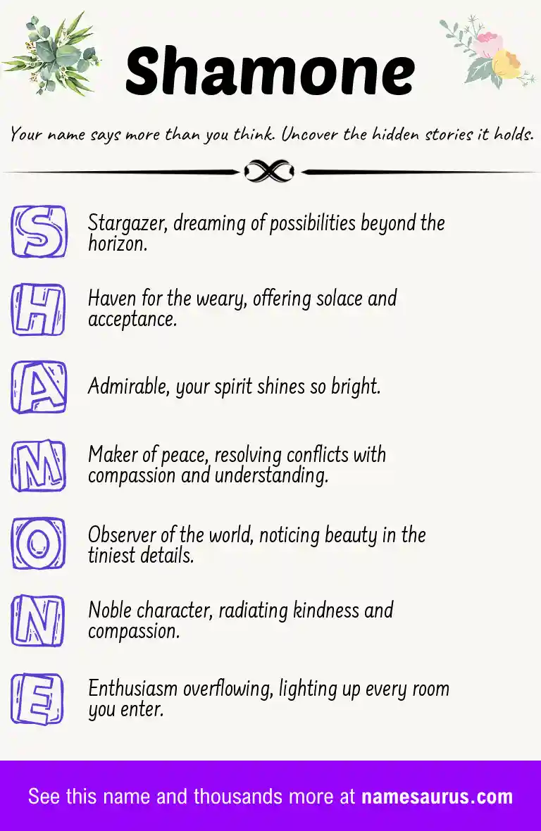 Acrostic poem about Shamone.