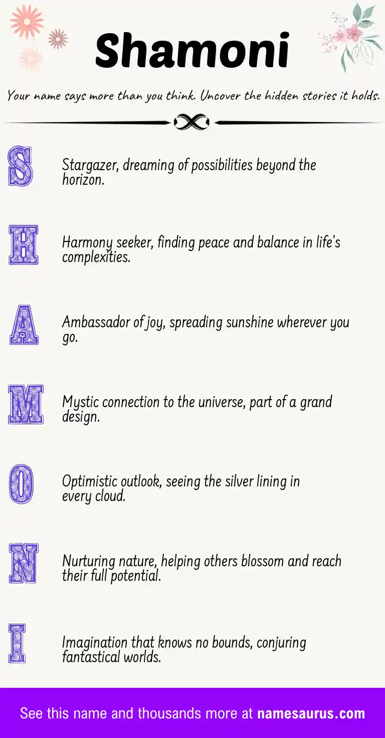 Acrostic poem about Shamoni.