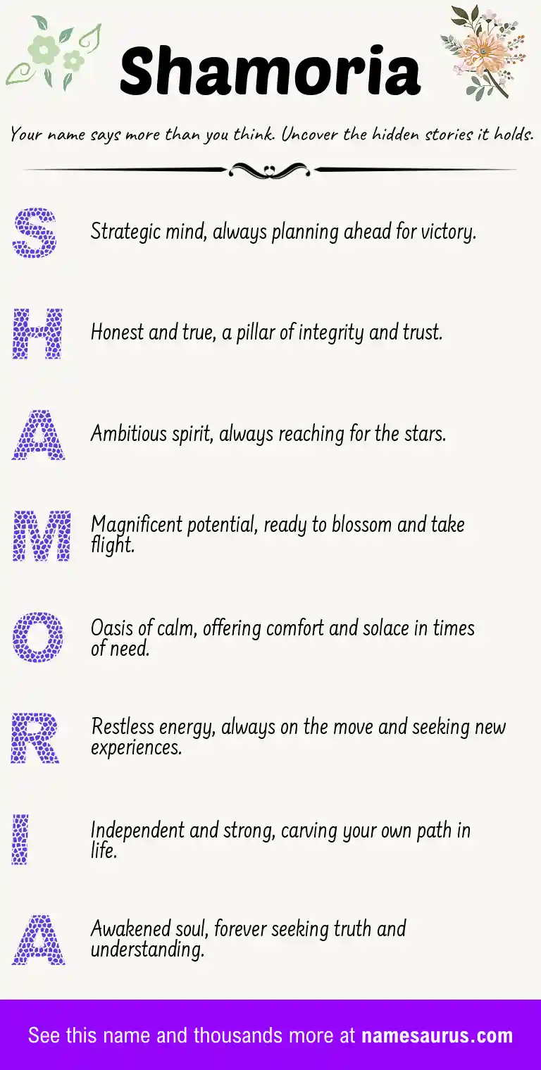 Acrostic poem about Shamoria.