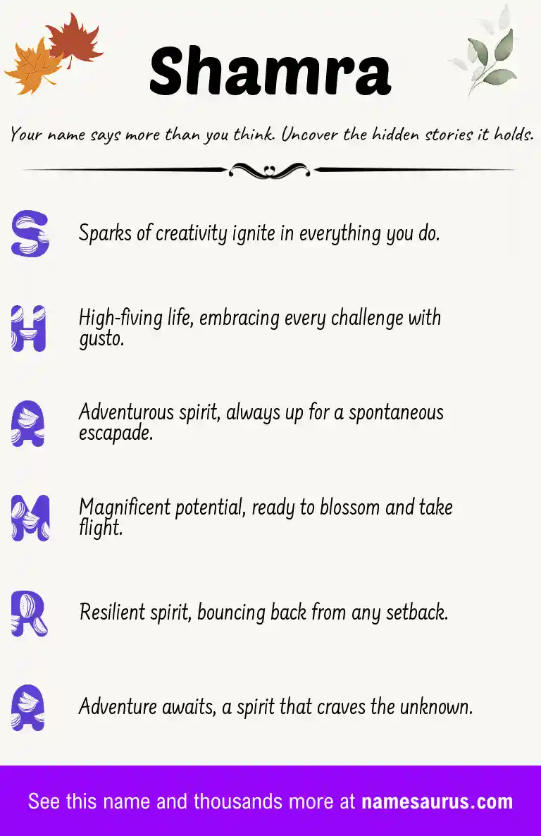 Acrostic poem about Shamra.