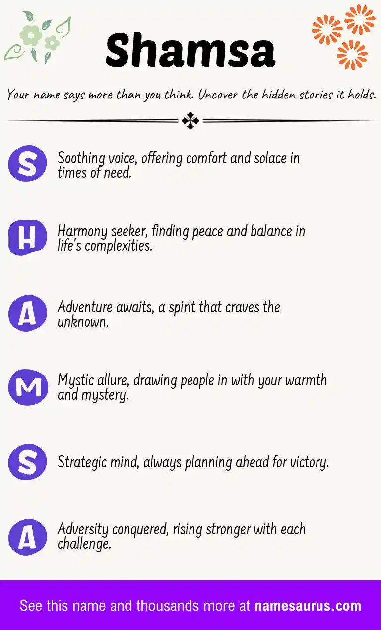 Acrostic poem about Shamsa.