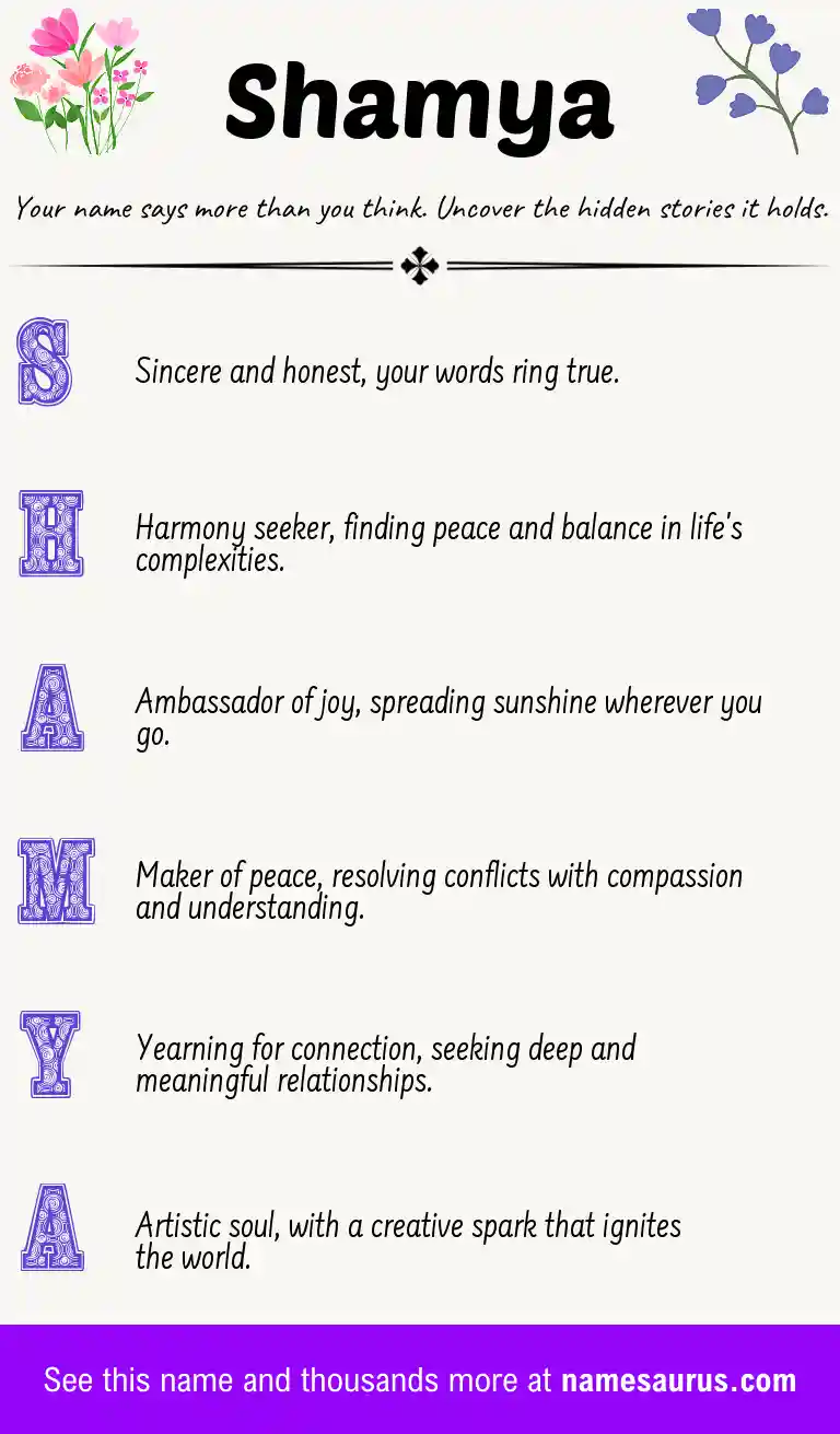 Acrostic poem about Shamya.