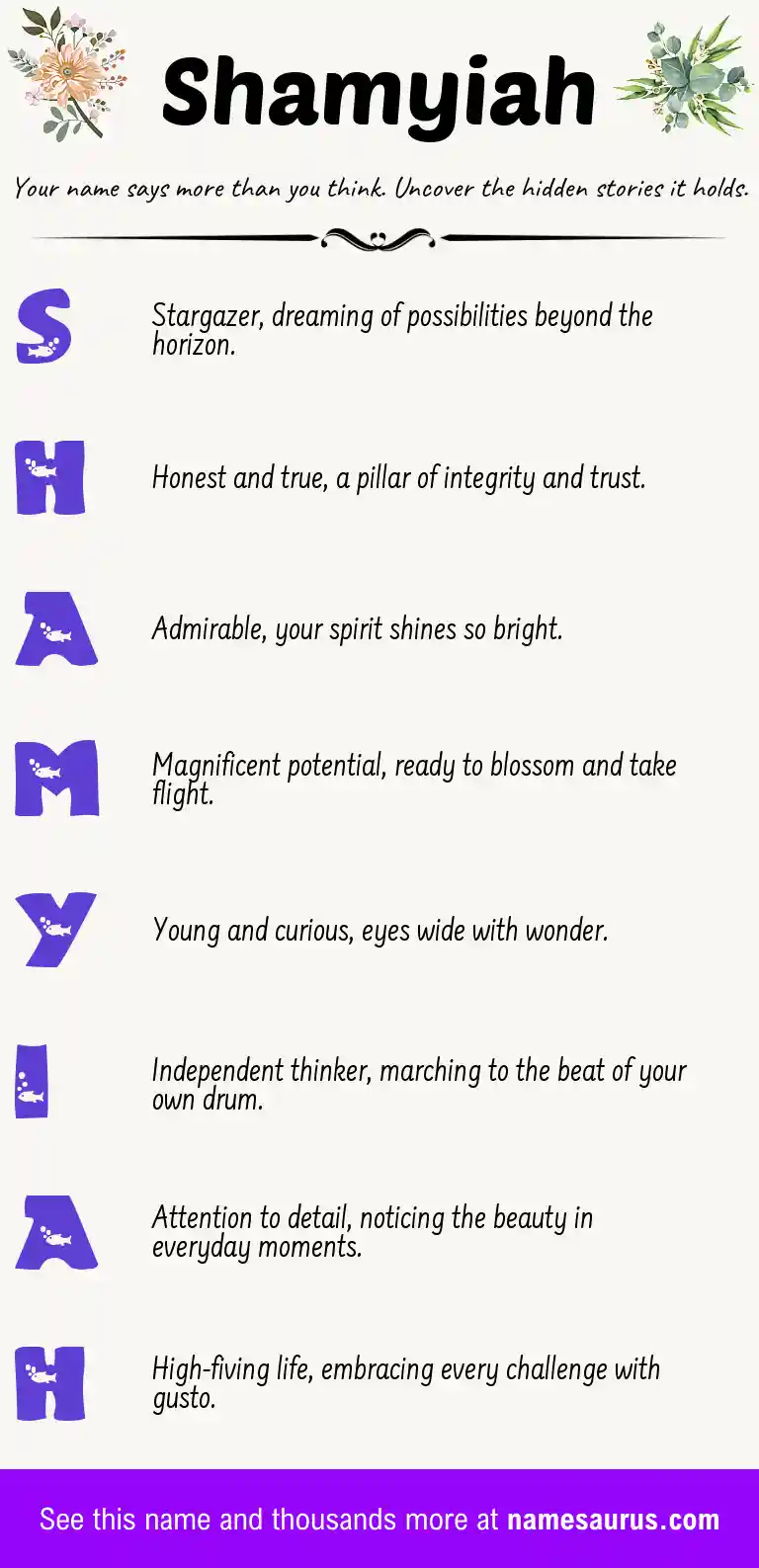Acrostic poem about Shamyiah.