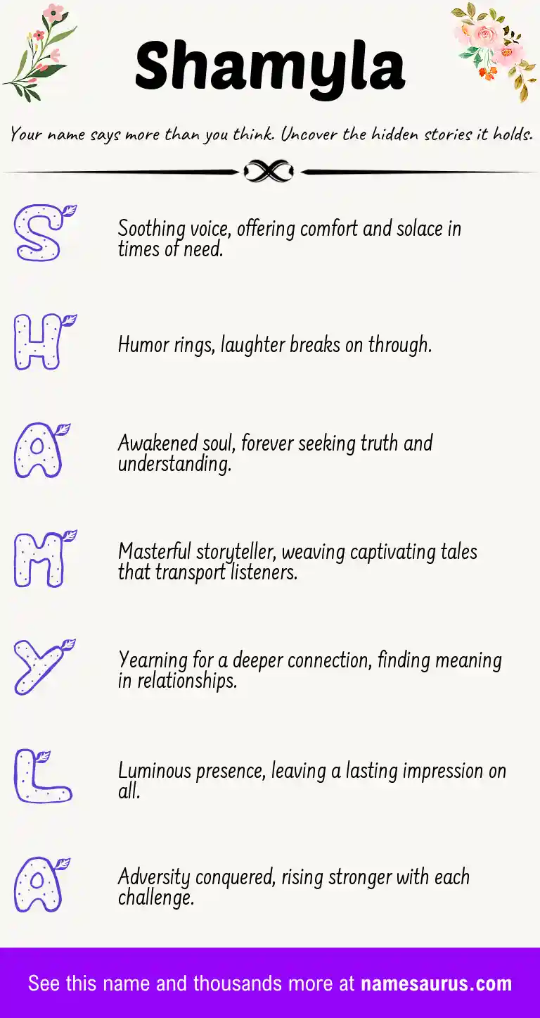 Acrostic poem about Shamyla.