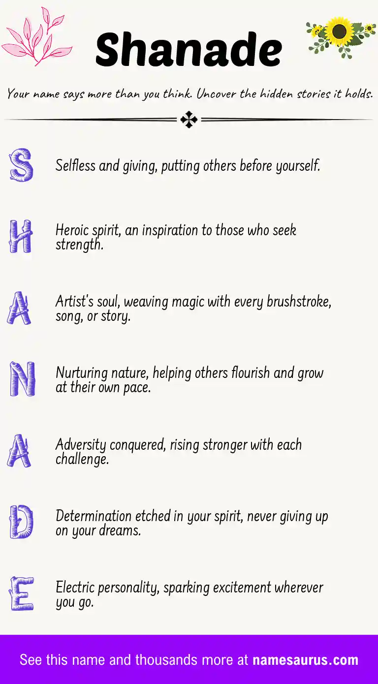 Acrostic poem about Shanade.