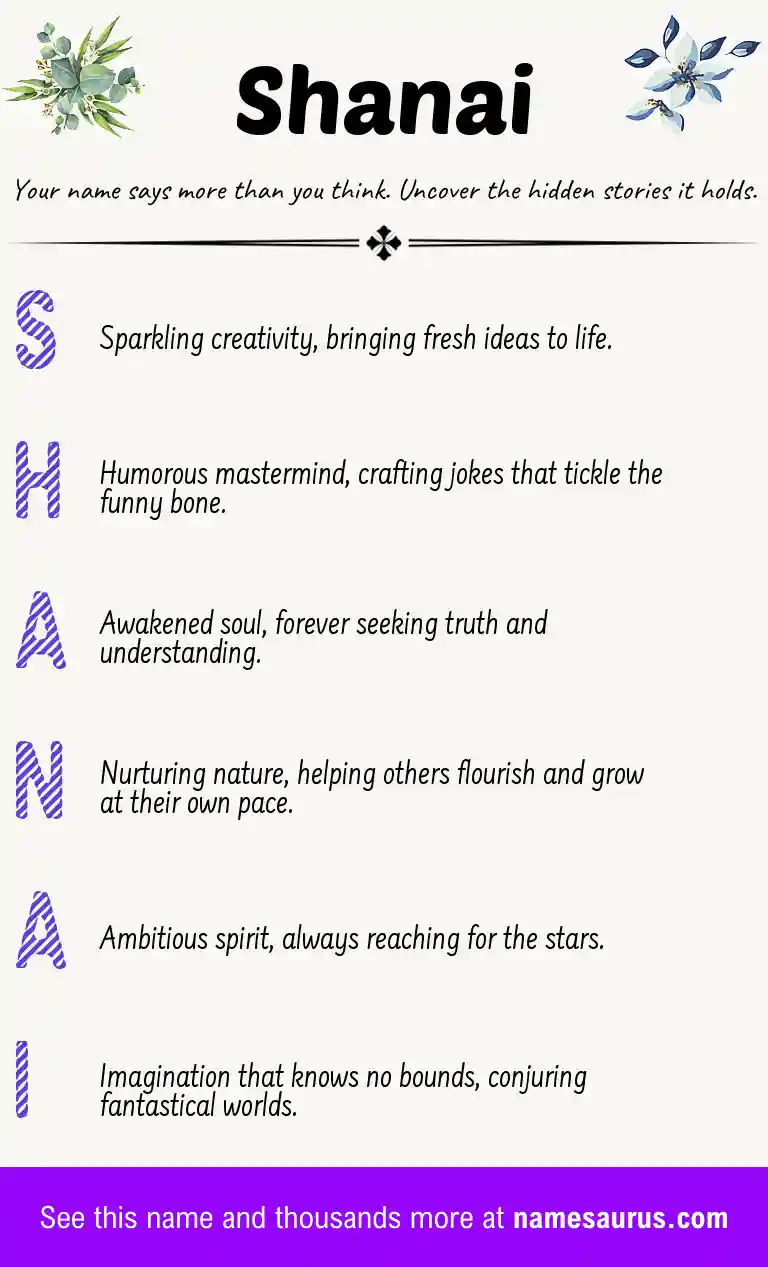 Acrostic poem about Shanai.