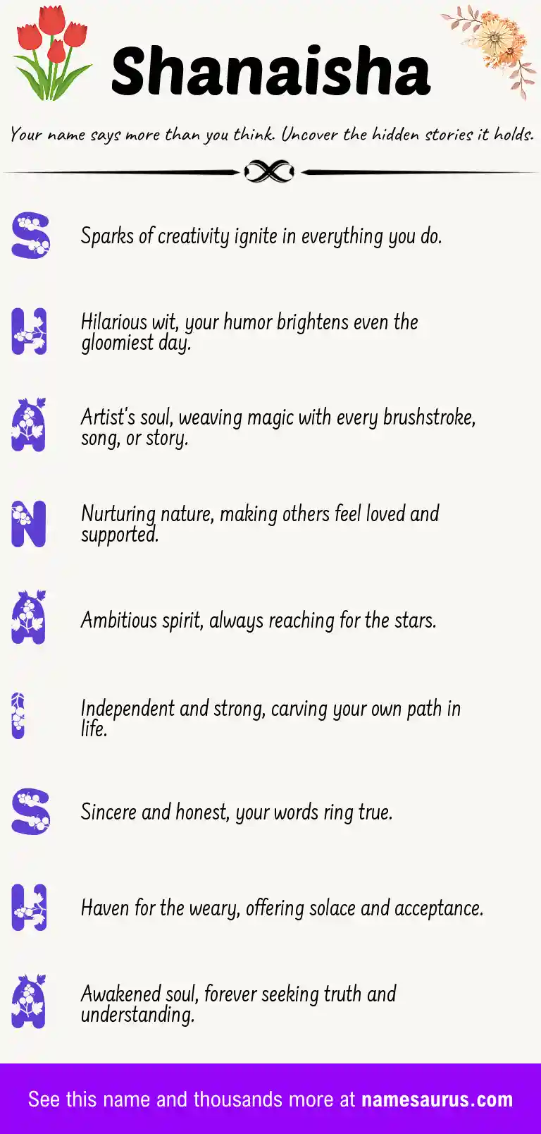 Acrostic poem about Shanaisha.