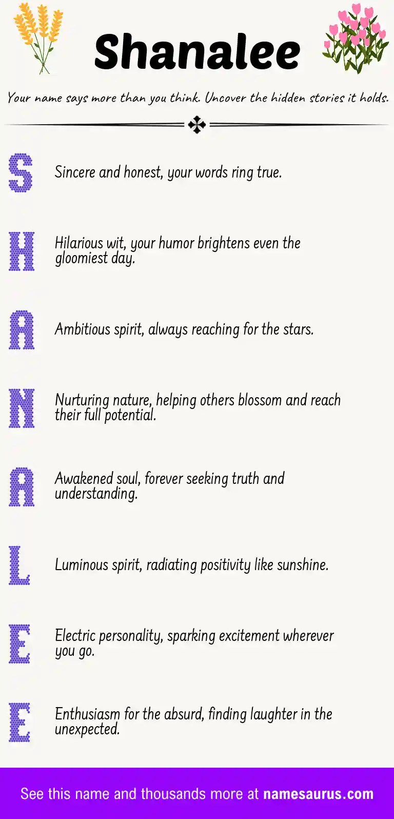 Acrostic poem about Shanalee.