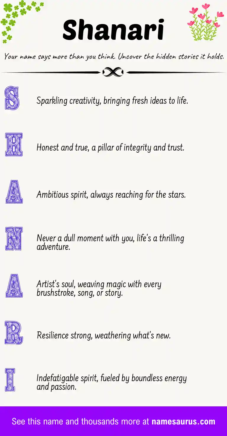 Acrostic poem about Shanari.
