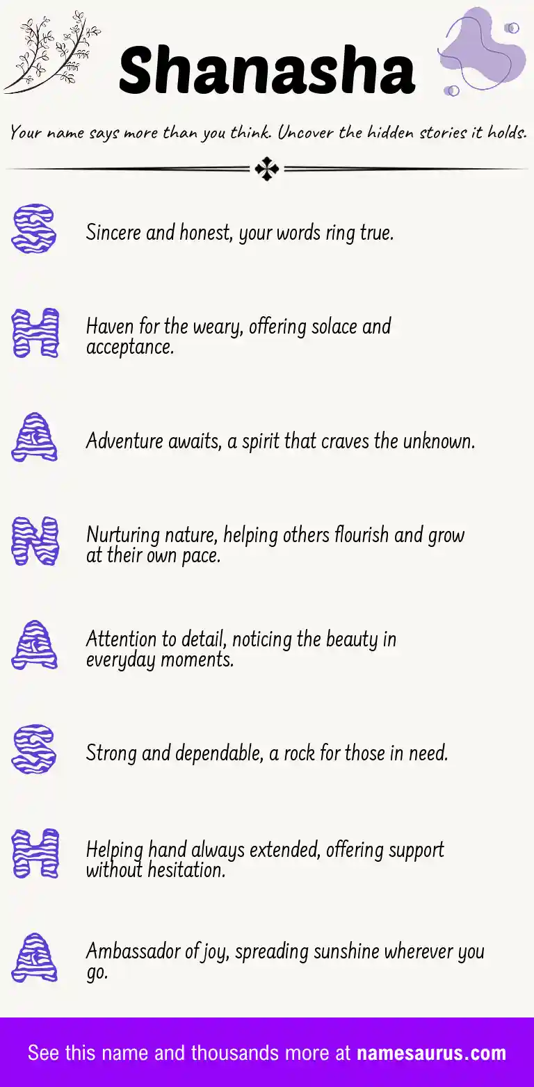 Acrostic poem about Shanasha.