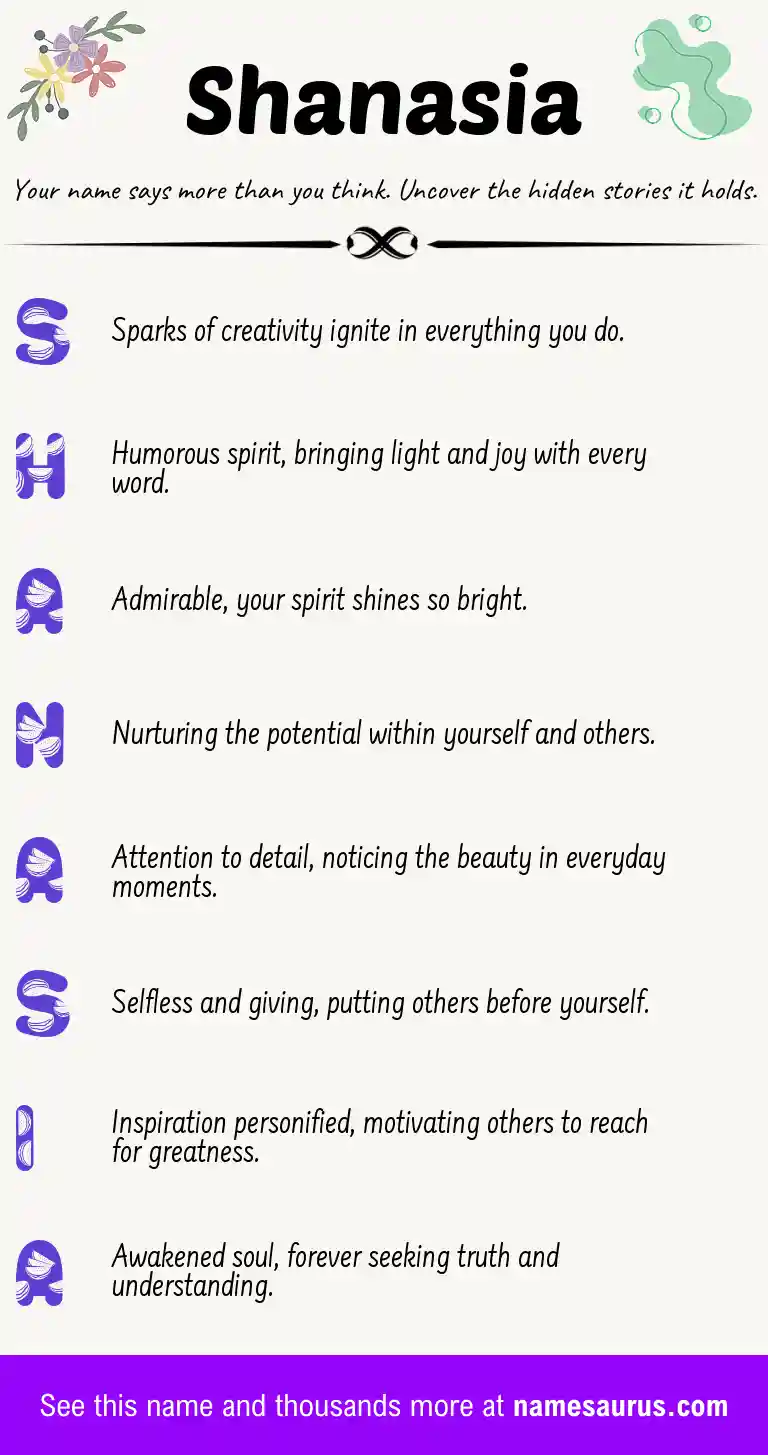 Acrostic poem about Shanasia.