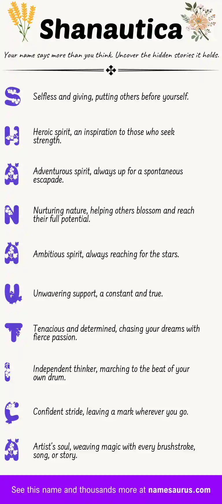 Acrostic poem about Shanautica.