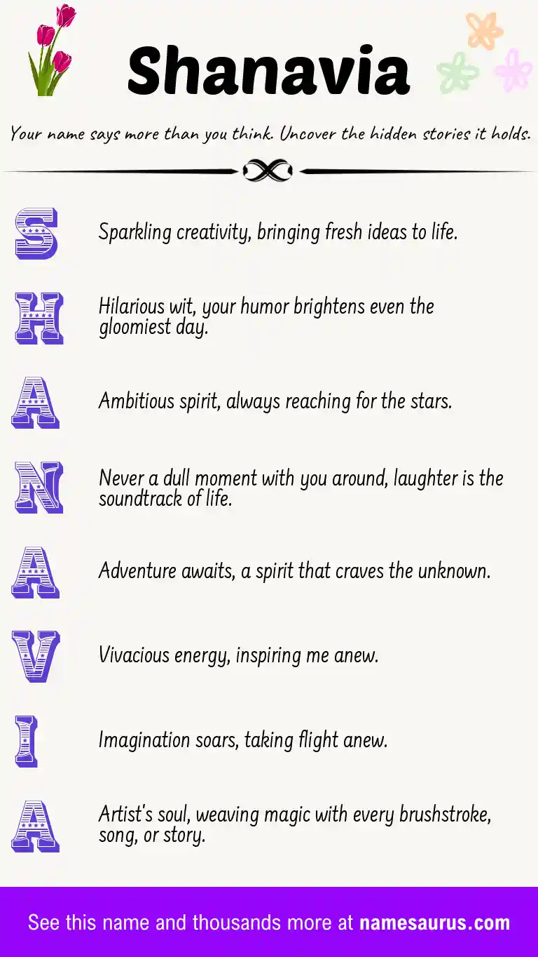 Acrostic poem about Shanavia.