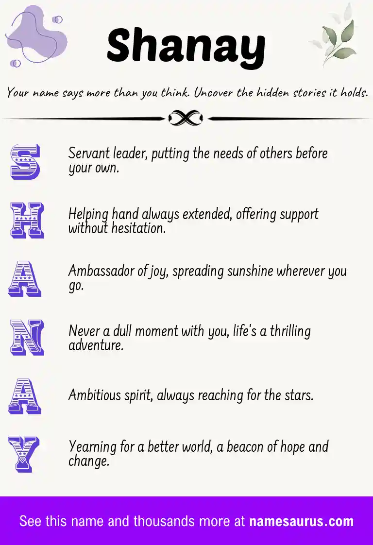Acrostic poem about Shanay.