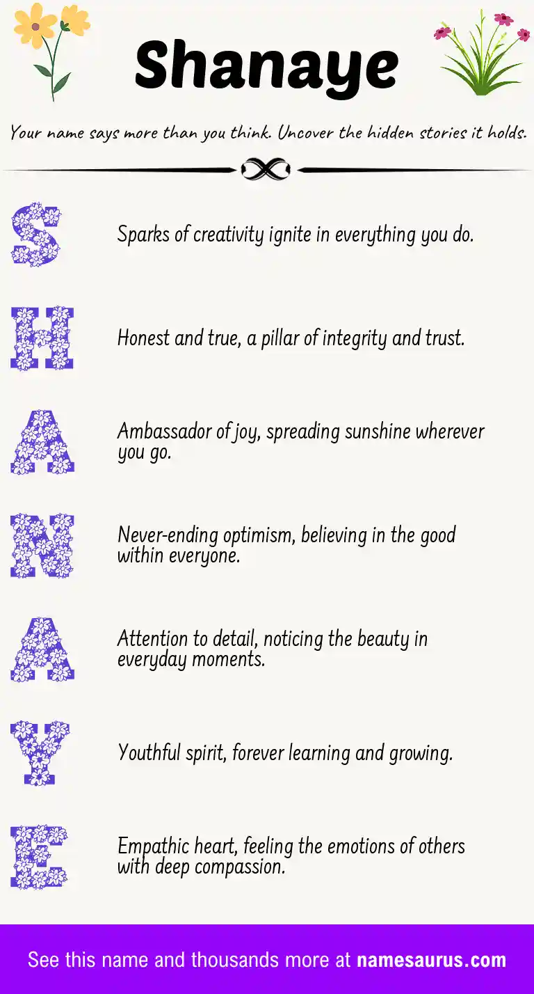 Acrostic poem about Shanaye.