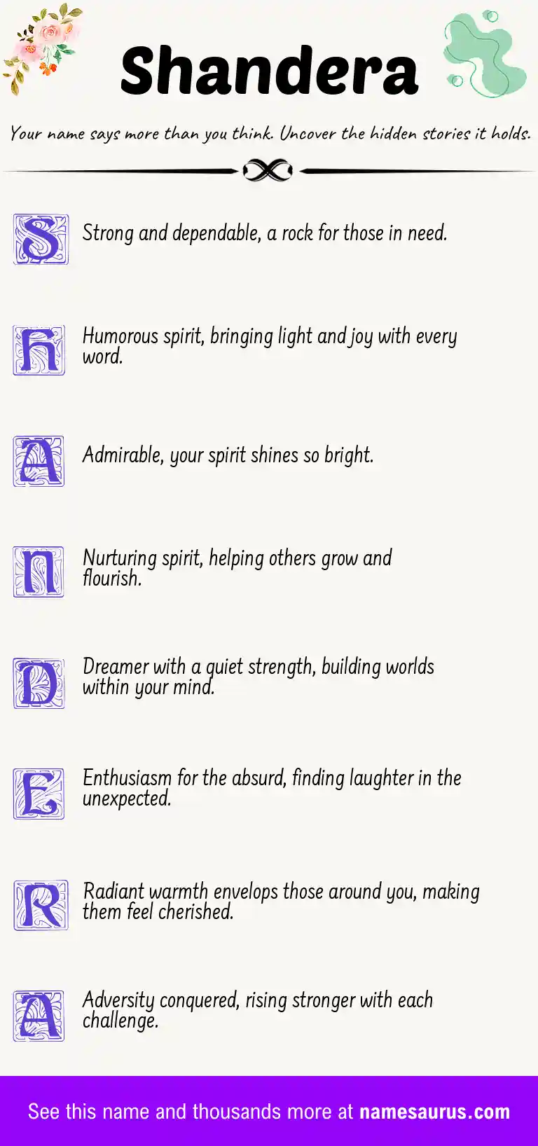 Acrostic poem about Shandera.
