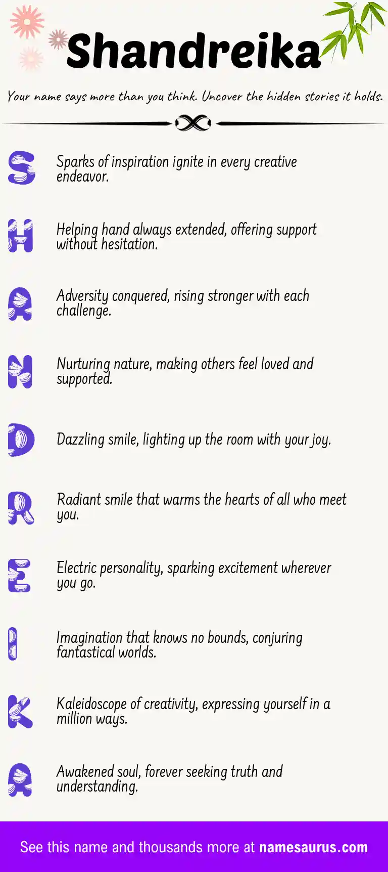 Acrostic poem about Shandreika.