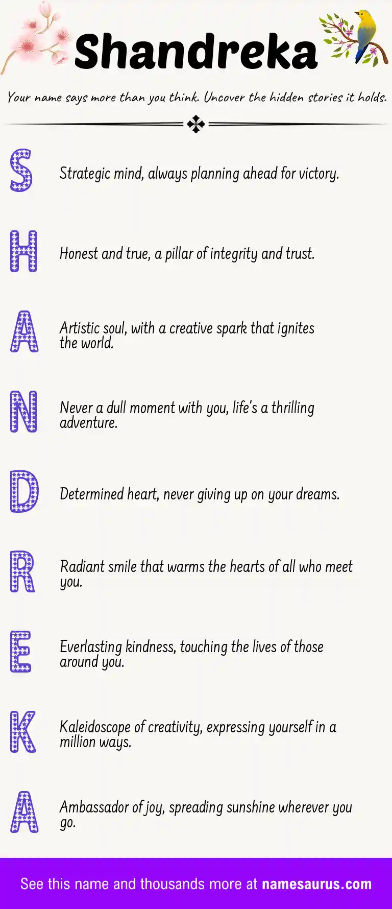 Acrostic poem about Shandreka.
