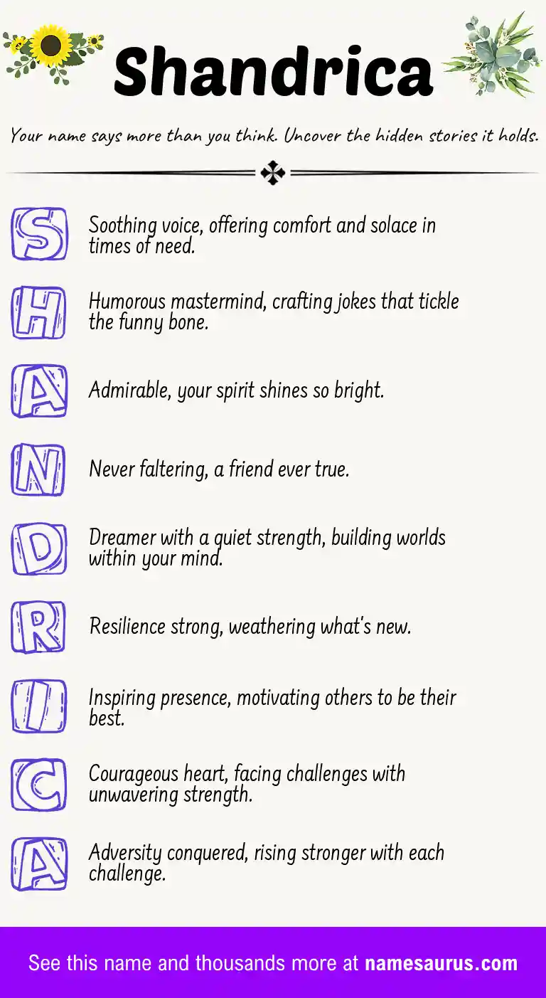 Acrostic poem about Shandrica.