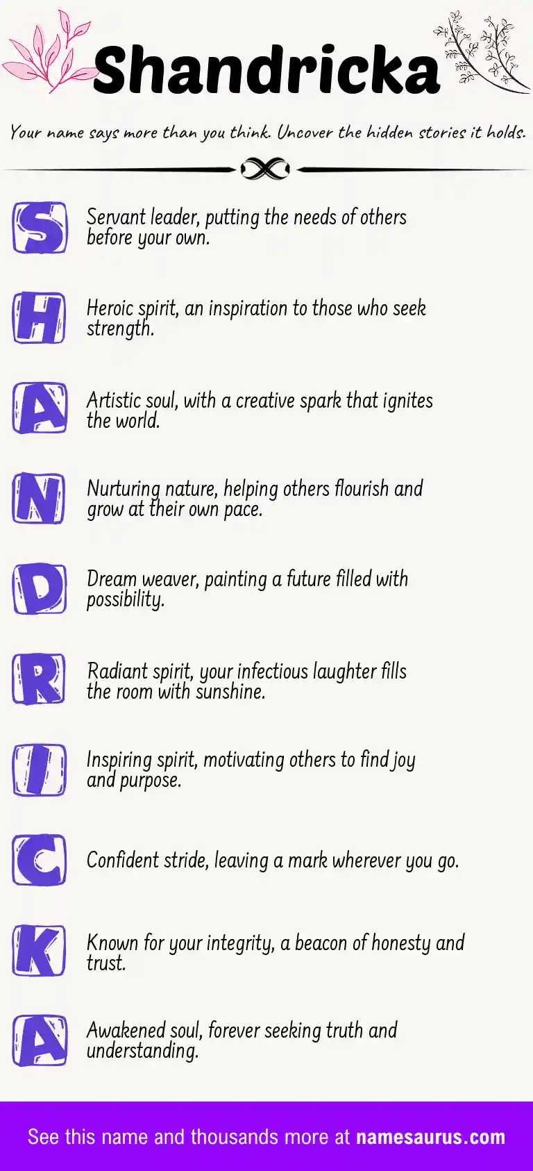 Acrostic poem about Shandricka.