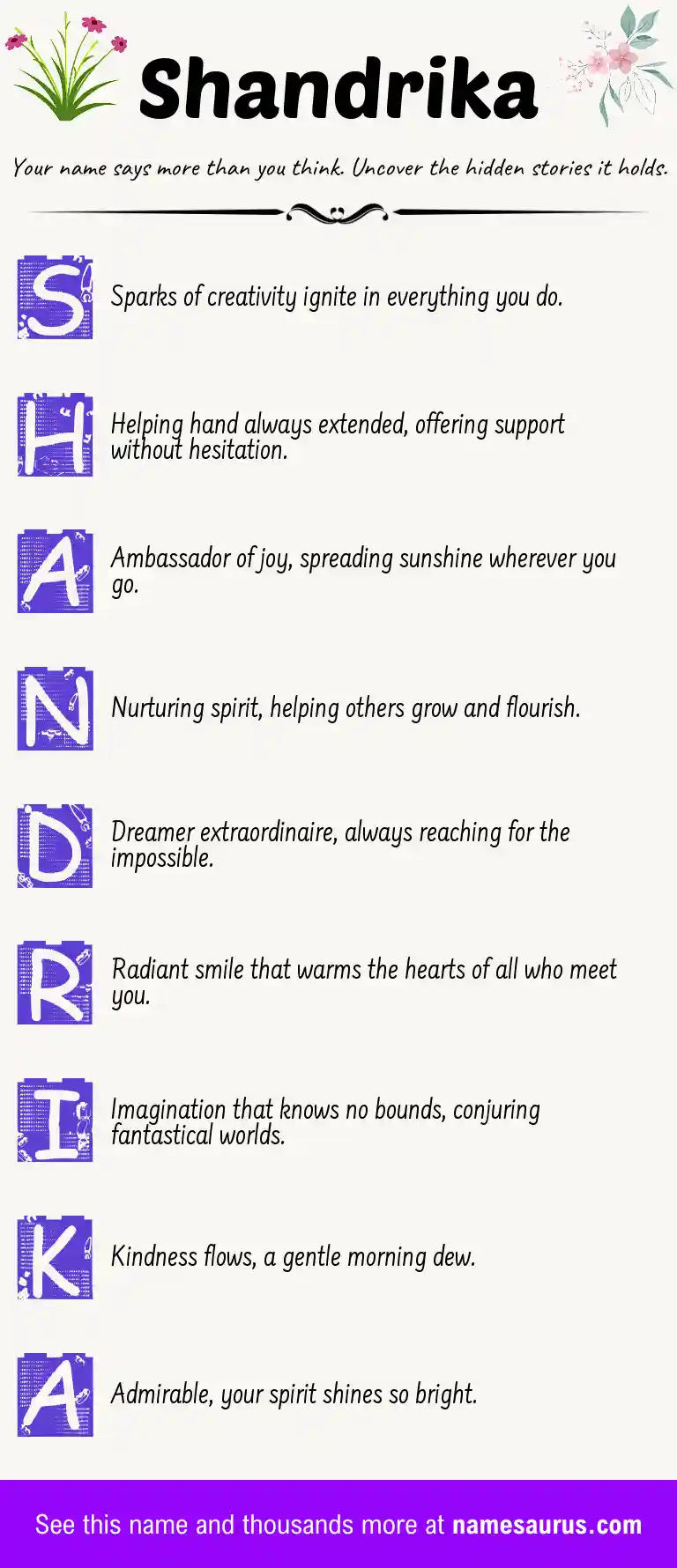 Acrostic poem about Shandrika.