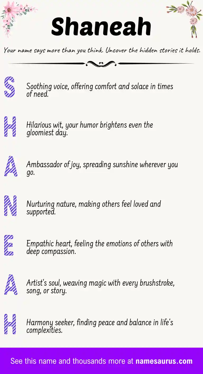 Acrostic poem about Shaneah.