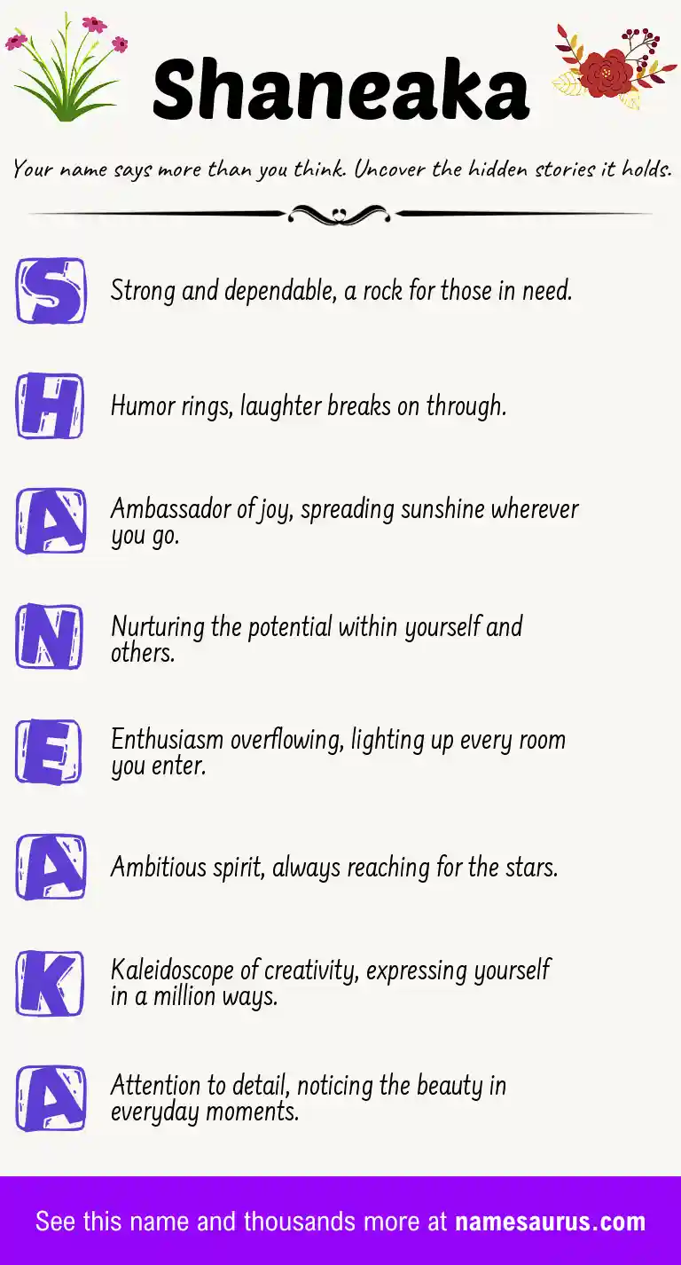 Acrostic poem about Shaneaka.