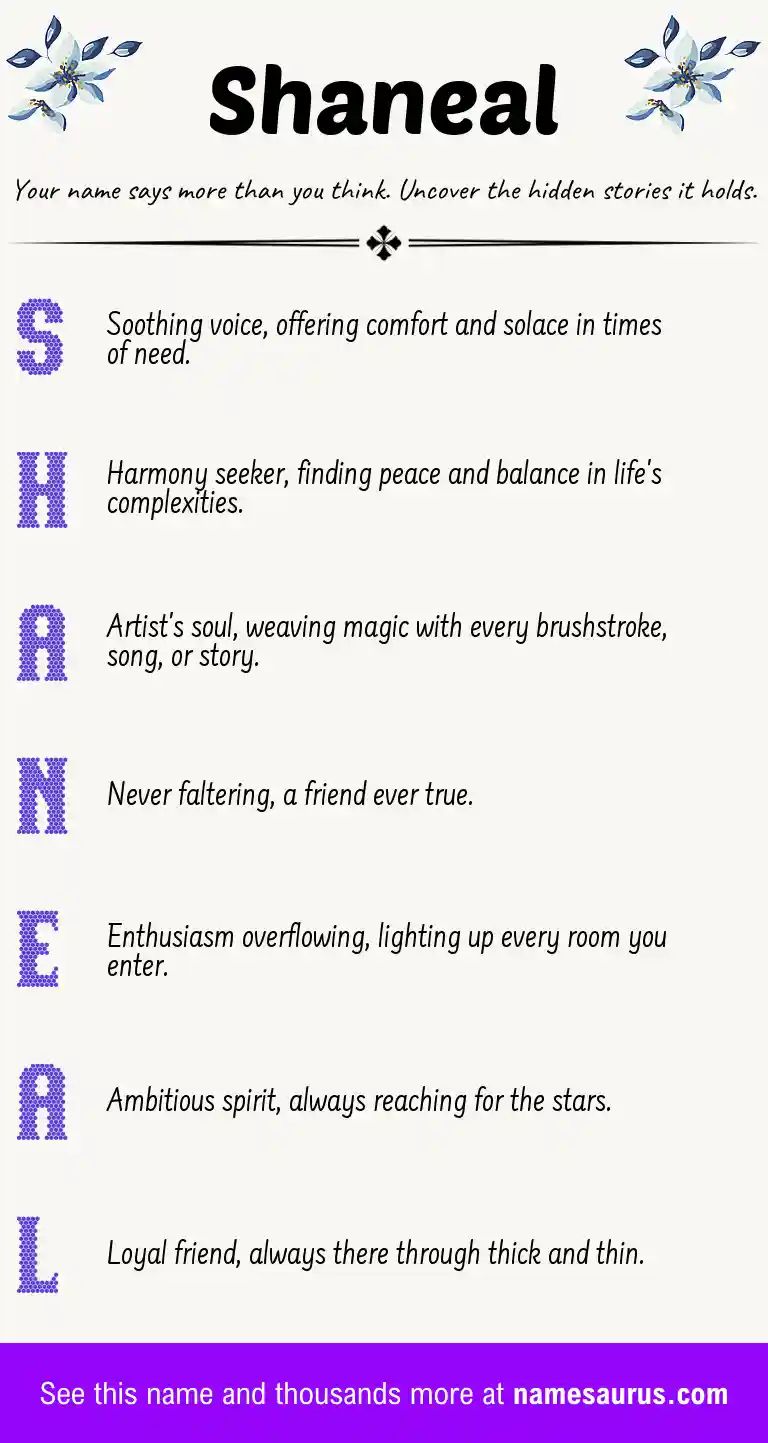 Acrostic poem about Shaneal.
