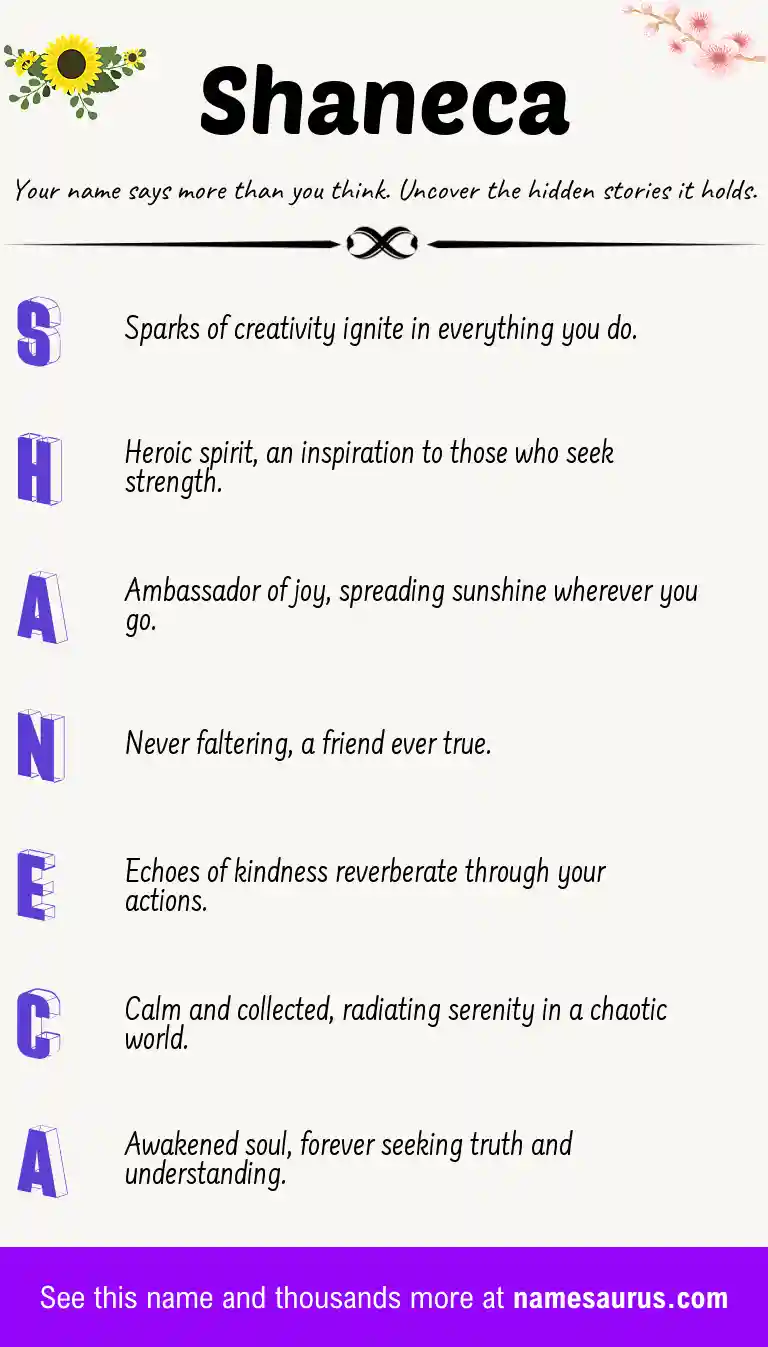 Acrostic poem about Shaneca.