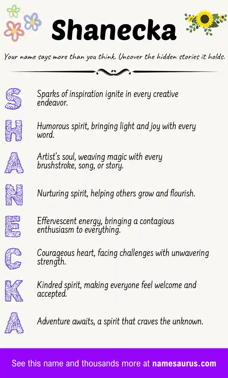 Acrostic poem about Shanecka.