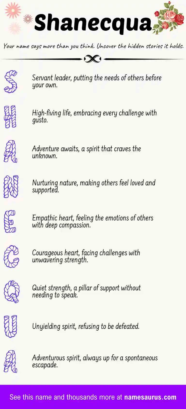 Acrostic poem about Shanecqua.